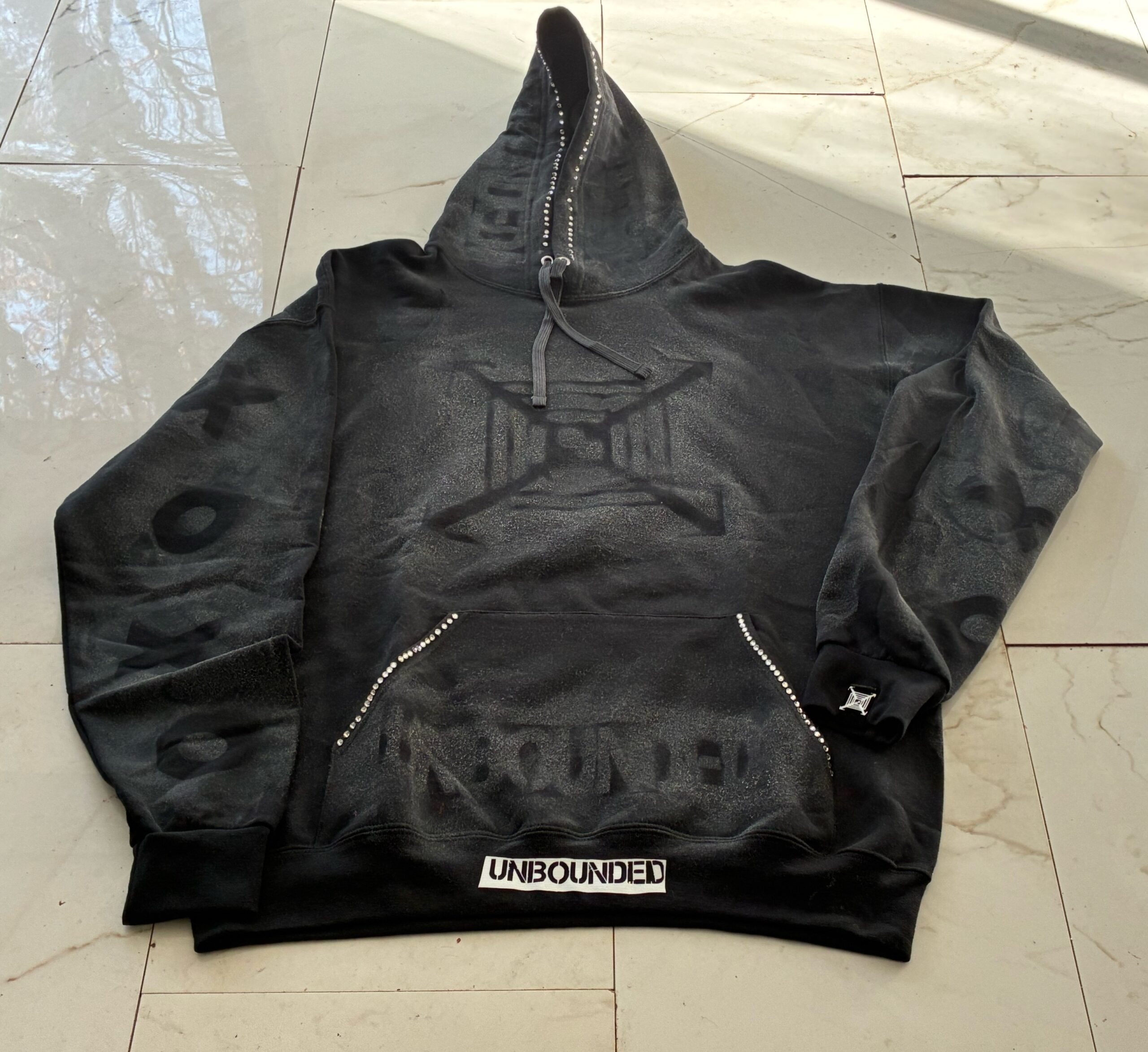 Black Tic Toe Rhinestone Hoody